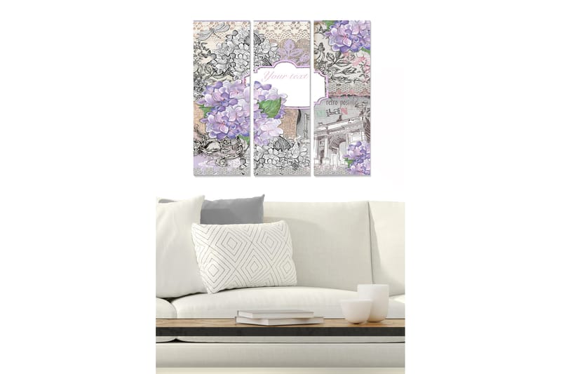 Canvasbilde Floral 3-pk flerfarget - 22x05 cm - Innredning - Bilder & kunst - Lerretsbilder