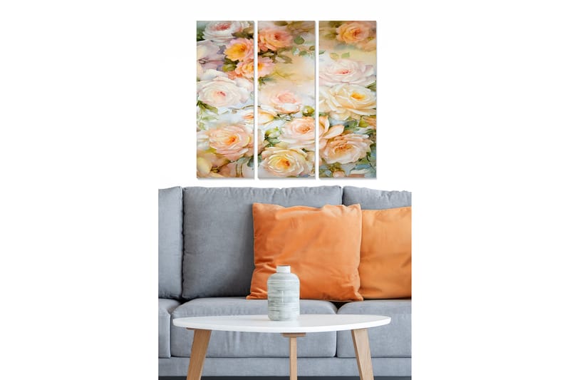 Canvasbilde Floral 3-pk flerfarget - 22x05 cm - Innredning - Bilder & kunst - Lerretsbilder