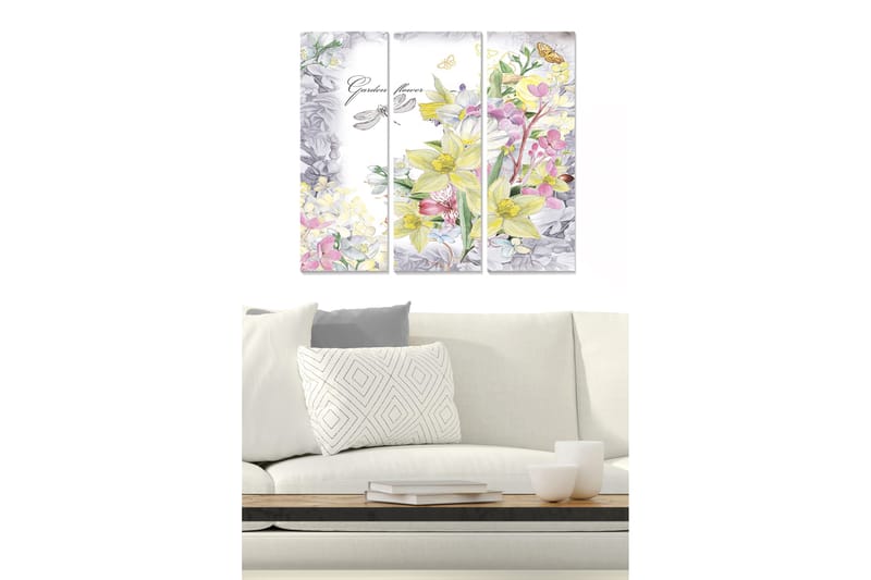 Canvasbilde Floral 3-pk flerfarget - 22x05 cm - Innredning - Bilder & kunst - Lerretsbilder