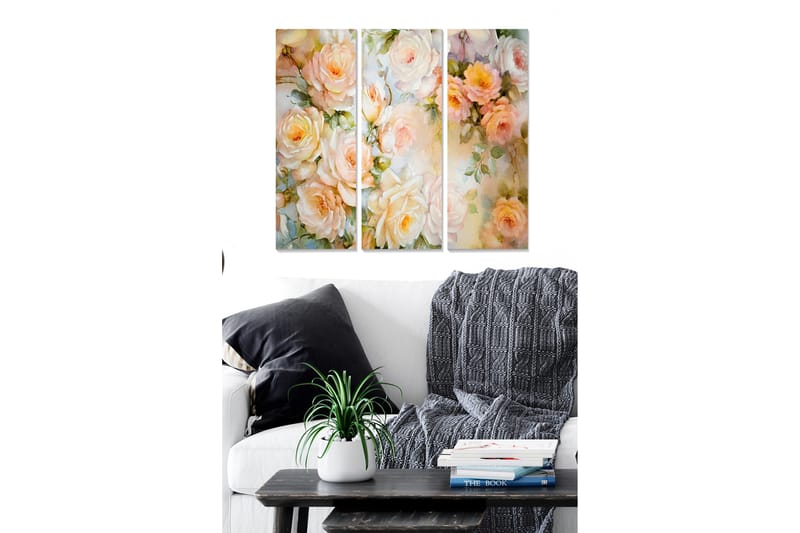 Canvasbilde Floral 3-pk flerfarget - 22x05 cm - Innredning - Bilder & kunst - Lerretsbilder