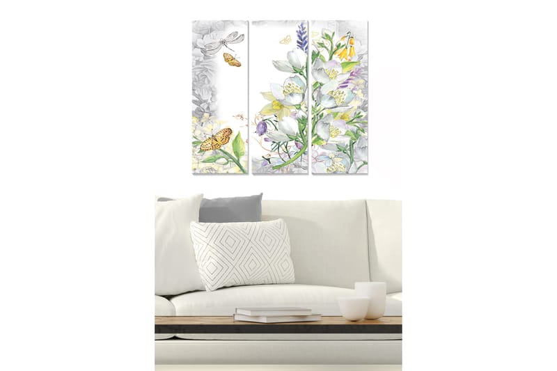 Canvasbilde Floral 3-pk flerfarget - 22x05 cm - Innredning - Bilder & kunst - Lerretsbilder