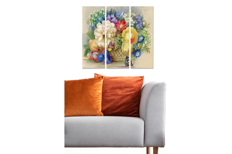 Canvasbilde Floral 3-pk flerfarget - 22x05 cm - Innredning - Bilder & kunst - Lerretsbilder