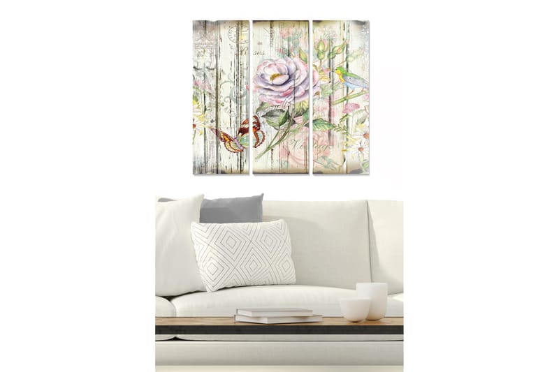 Canvasbilde Floral 3-pk flerfarget - 22x05 cm - Innredning - Bilder & kunst - Lerretsbilder