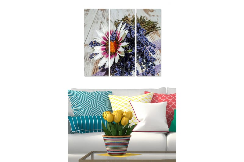 Canvasbilde Floral 3-pk flerfarget - 22x05 cm - Innredning - Bilder & kunst - Lerretsbilder