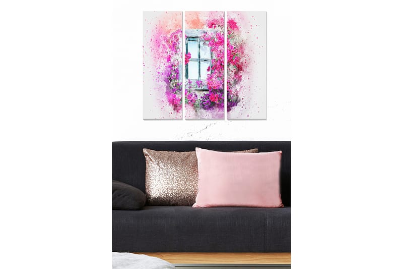 Canvasbilde Floral 3-pk flerfarget - 22x05 cm - Innredning - Bilder & kunst - Lerretsbilder