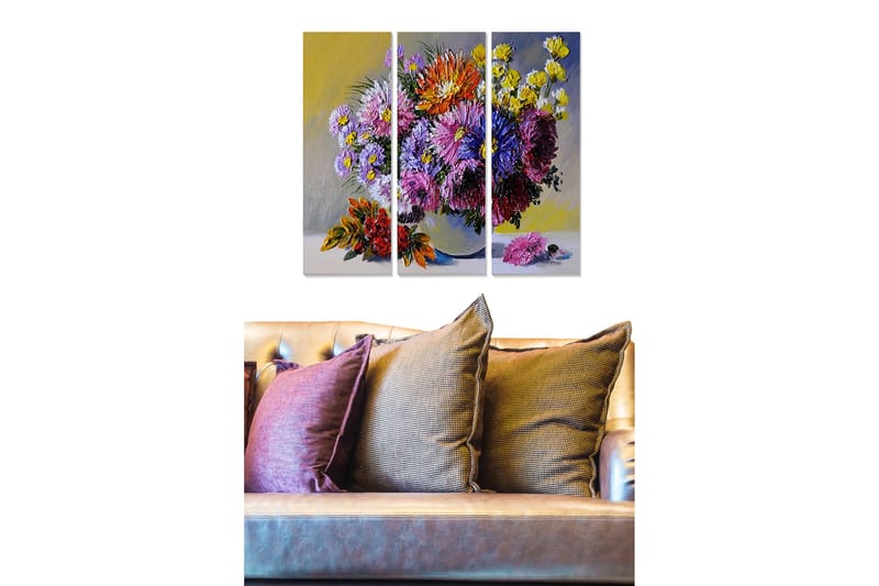 Canvasbilde Floral 3-pk flerfarget - 22x05 cm - Innredning - Bilder & kunst - Lerretsbilder