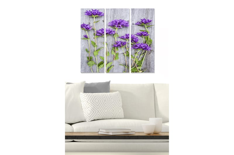 Canvasbilde Floral 3-pk flerfarget - 22x05 cm - Innredning - Bilder & kunst - Lerretsbilder