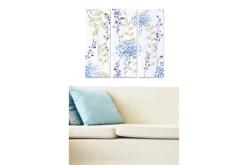 Canvasbilde Floral 3-pk flerfarget - 22x05 cm - Innredning - Bilder & kunst - Lerretsbilder