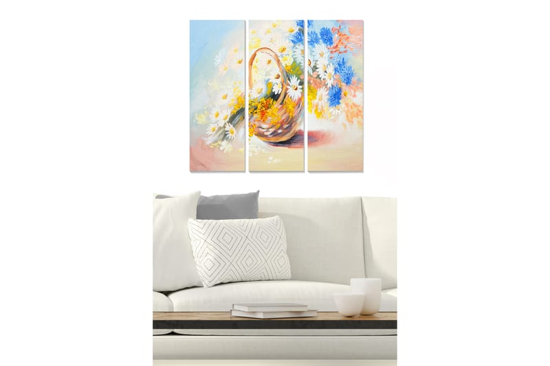 Canvasbilde Floral 3-pk flerfarget - 22x05 cm - Innredning - Bilder & kunst - Lerretsbilder