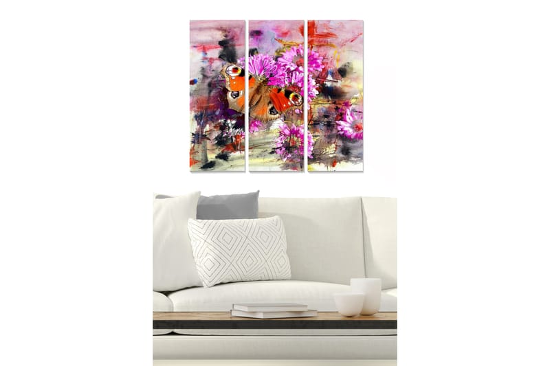 Canvasbilde Floral 3-pk flerfarget - 22x05 cm - Innredning - Bilder & kunst - Lerretsbilder