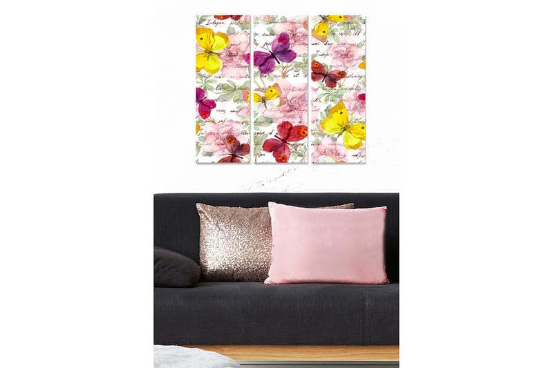 Canvasbilde Floral 3-pk flerfarget - 22x05 cm - Innredning - Bilder & kunst - Lerretsbilder