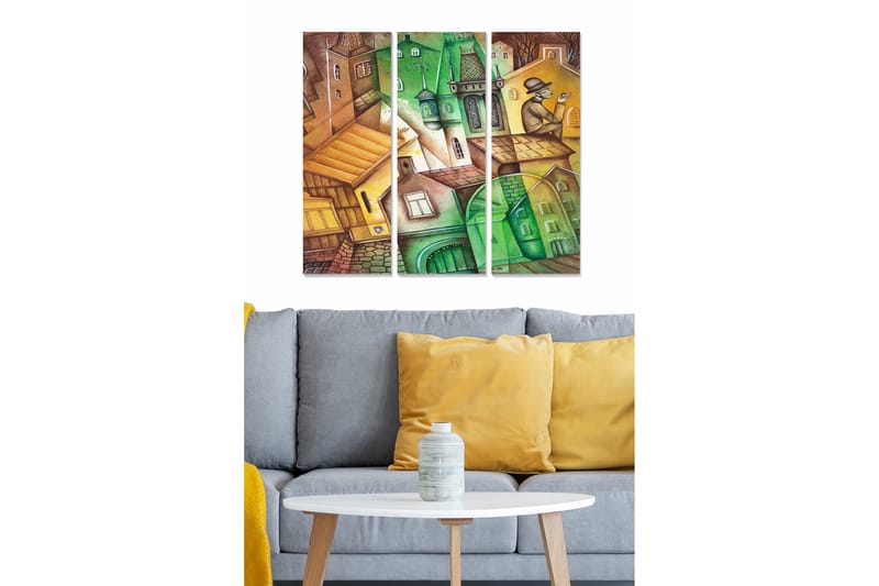 Canvasbilde Geometric 3-pk Flerfarget - 22x05 cm - Innredning - Bilder & kunst - Lerretsbilder