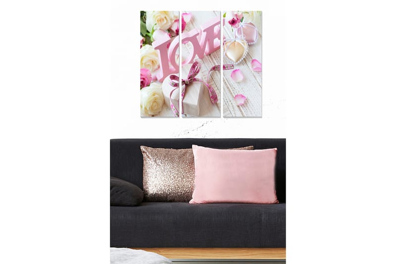 Canvasbilde Love 3-pk Flerfarget - 22x05 cm - Innredning - Bilder & kunst - Lerretsbilder