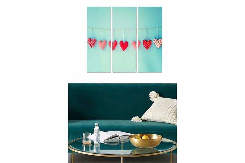 Canvasbilde Love 3-pk Flerfarget - 22x05 cm - Innredning - Bilder & kunst - Lerretsbilder