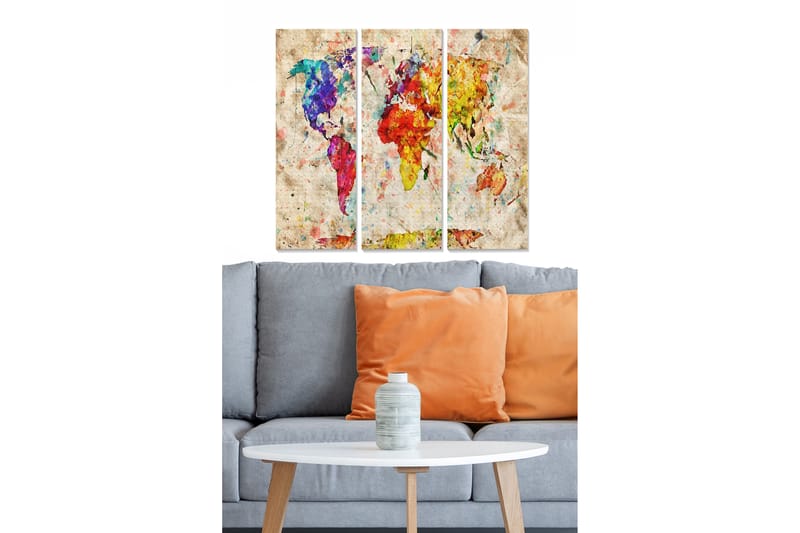 Canvasbilde Map 3-pk flerfarget - 22x05 cm - Innredning - Bilder & kunst - Lerretsbilder