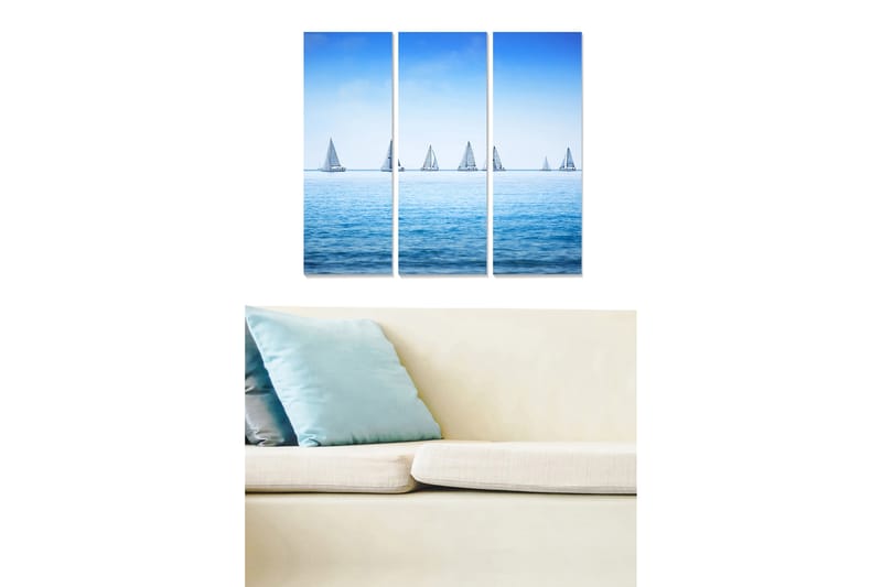 Canvasbilde Nautical 3-pk Flerfarget - 22x05 cm - Innredning - Bilder & kunst - Lerretsbilder