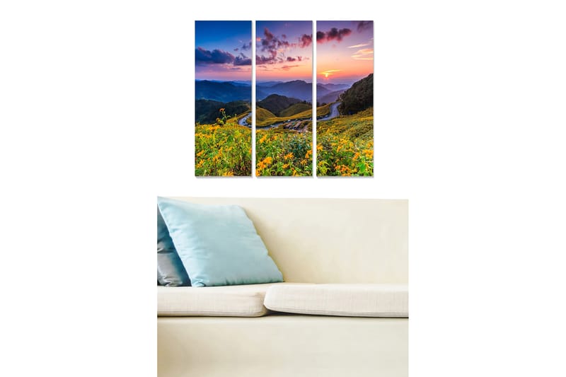 Canvasbilde Scenic 3-pk flerfarget - 22x05 cm - Innredning - Bilder & kunst - Lerretsbilder