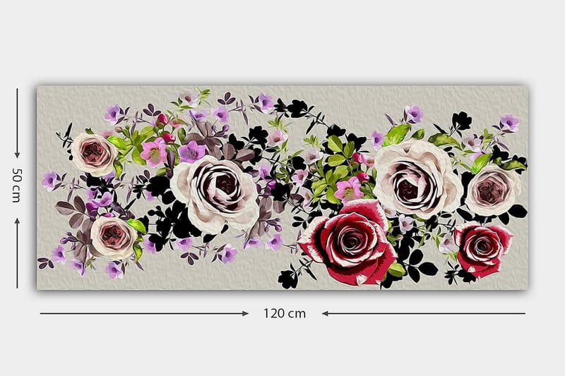 Canvasbilde YTY Floral & Botanical Flerfarget - 120x50 cm - Innredning - Bilder & kunst - Lerretsbilder