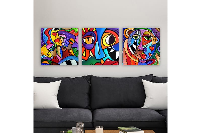 Decorative Canvas Painting (3 Pieces) 30x30 - Innredning - Bilder & kunst - Lerretsbilder