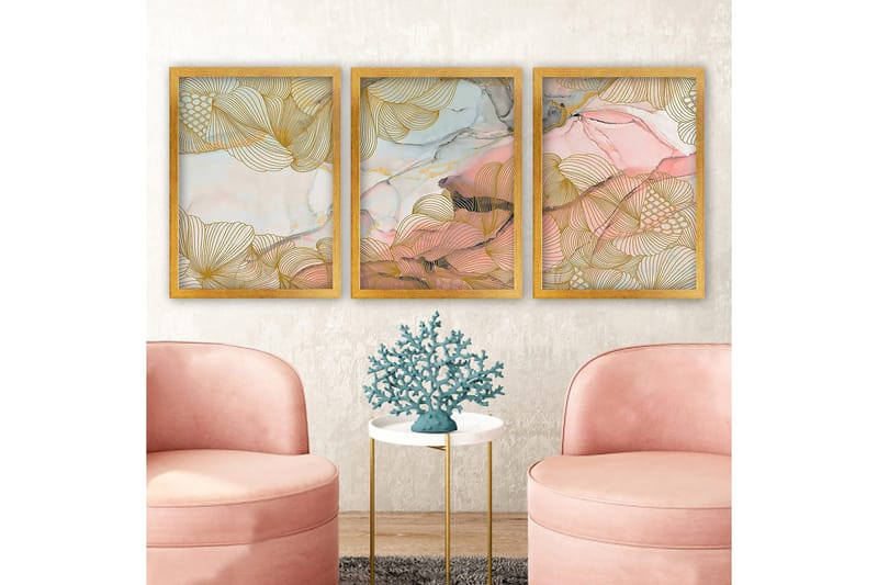 Decorative Framed Painting (3 Pieces) 35x45 - Innredning - Bilder & kunst - Lerretsbilder