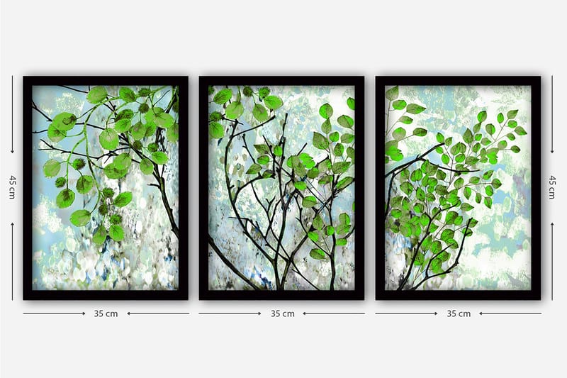 Decorative Framed Painting (3 Pieces) 35x45 - Innredning - Bilder & kunst - Lerretsbilder