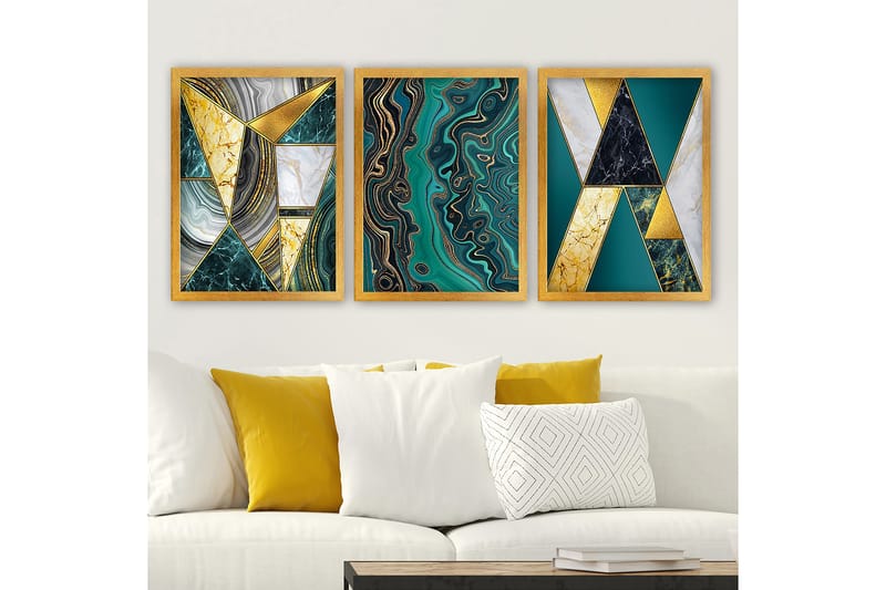 Decorative Framed Painting (3 Pieces) 35x45 - Innredning - Bilder & kunst - Lerretsbilder