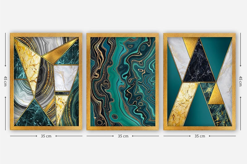 Decorative Framed Painting (3 Pieces) 35x45 - Innredning - Bilder & kunst - Lerretsbilder