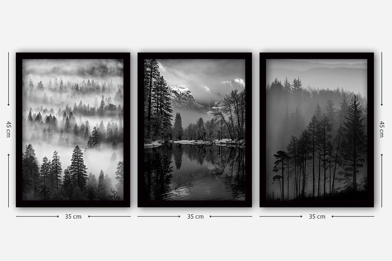 Decorative Framed Painting (3 Pieces) 35x45 - Innredning - Bilder & kunst - Lerretsbilder