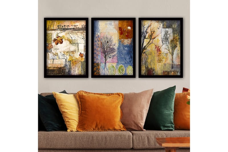 Decorative Framed Painting (3 Pieces) 35x45 - Innredning - Bilder & kunst - Lerretsbilder