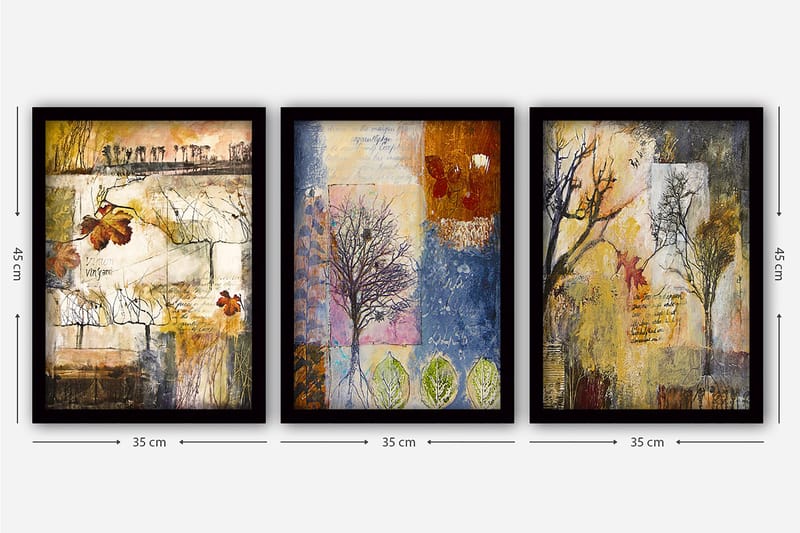 Decorative Framed Painting (3 Pieces) 35x45 - Innredning - Bilder & kunst - Lerretsbilder