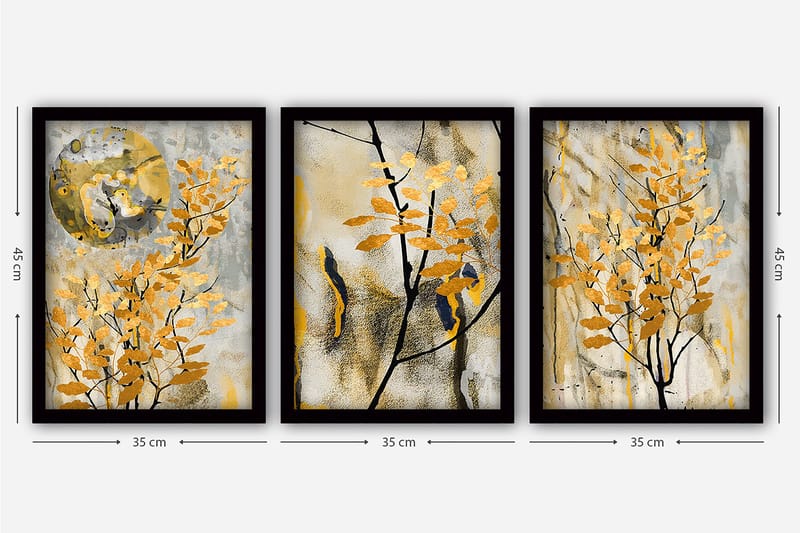 Decorative Framed Painting (3 Pieces) 35x45 - Innredning - Bilder & kunst - Lerretsbilder