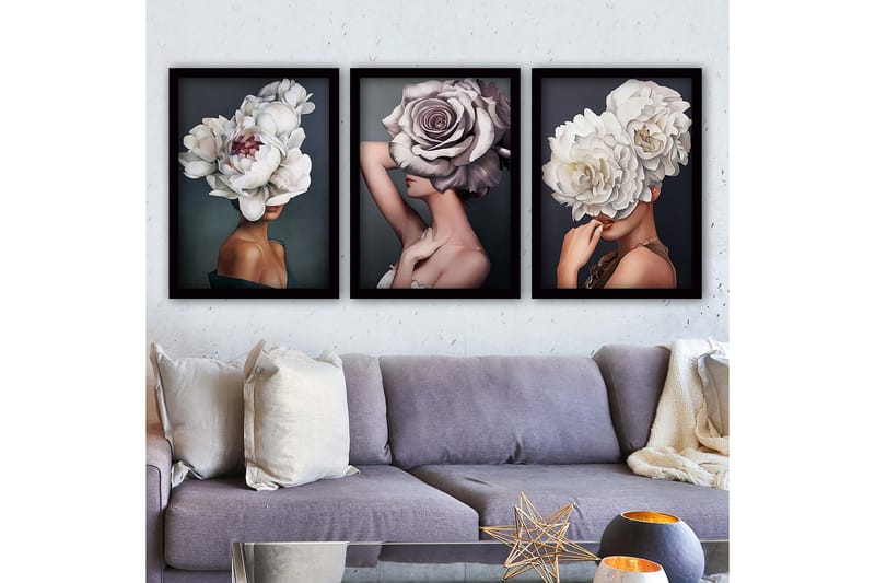 Decorative Framed Painting (3 Pieces) 35x45 - Innredning - Bilder & kunst - Lerretsbilder