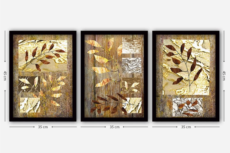 Decorative Framed Painting (3 Pieces) 35x45 - Innredning - Bilder & kunst - Lerretsbilder