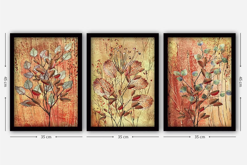 Decorative Framed Painting (3 Pieces) 35x45 - Innredning - Bilder & kunst - Lerretsbilder