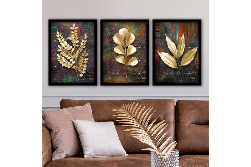 Decorative Framed Painting (3 Pieces) 35x45 - Innredning - Bilder & kunst - Lerretsbilder