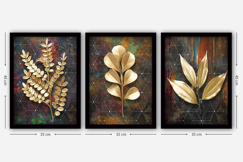 Decorative Framed Painting (3 Pieces) 35x45 - Innredning - Bilder & kunst - Lerretsbilder