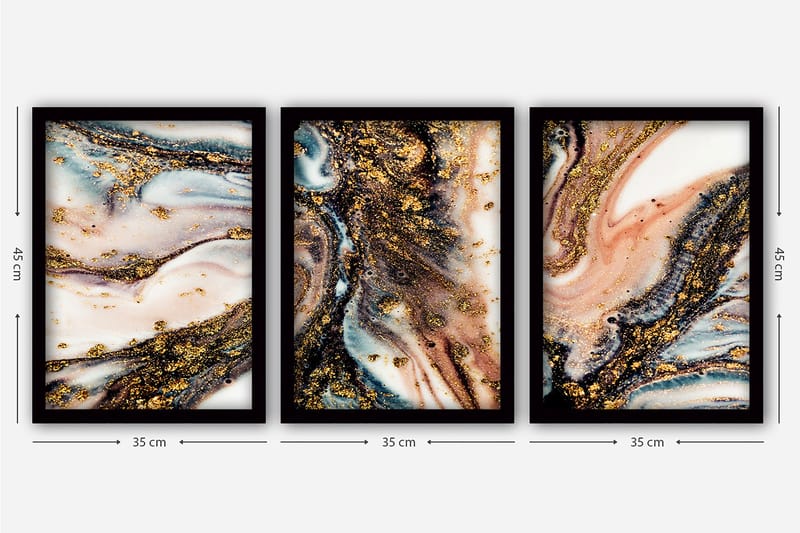 Decorative Framed Painting (3 Pieces) 35x45 - Innredning - Bilder & kunst - Lerretsbilder