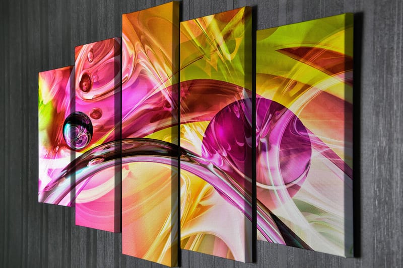 Dekorativ Canvasbilde 5-Deler 70x20 cm - Flerfarget - Innredning - Bilder & kunst - Lerretsbilder