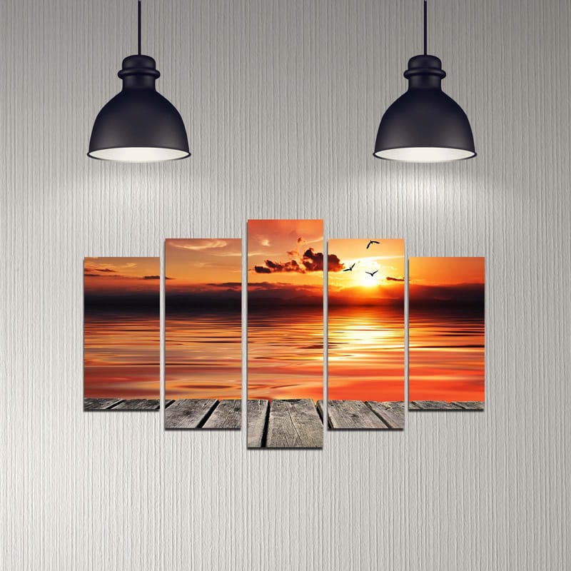 Dekorativ MDF-maling 5-Deler 20x60 cm - Flerfarget - Innredning - Bilder & kunst - Lerretsbilder