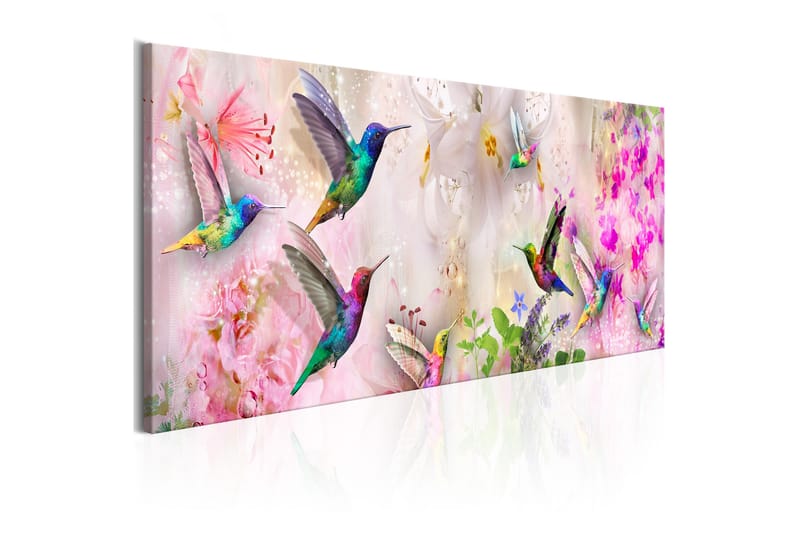 Tavle Colourful Hummingbirds (1 Part) Narrow 120X40 - Artgeist sp. z o. o. - Innredning - Bilder & kunst - Lerretsbilder