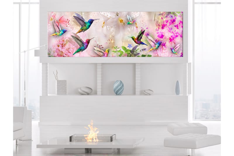 Tavle Colourful Hummingbirds (1 Part) Narrow 150X50 - Artgeist sp. z o. o. - Innredning - Bilder & kunst - Lerretsbilder