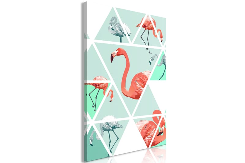 Tavle Geometric Flamingos (1 Part) Vertical 60X90 - Artgeist sp. z o. o. - Innredning - Bilder & kunst - Lerretsbilder