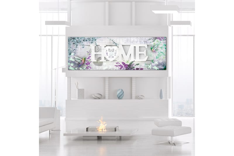 Tavle Home And Hummingbirds (1 Part) Green Narrow 120X40 - Artgeist sp. z o. o. - Innredning - Bilder & kunst - Lerretsbilder