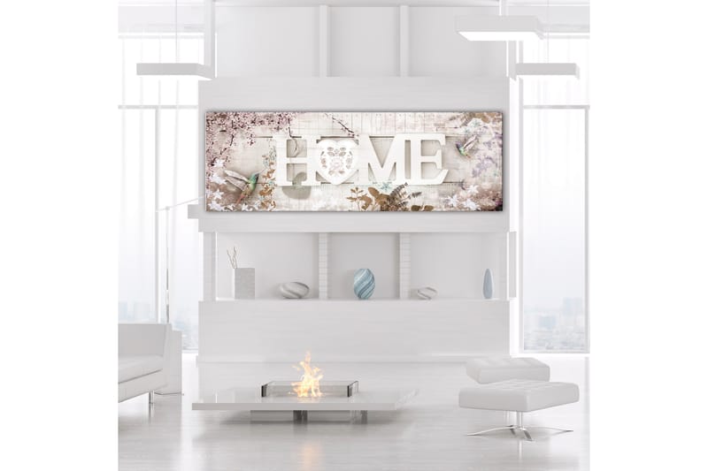 Tavle Home And Hummingbirds (1 Part) Beige Narrow 150X50 - Artgeist sp. z o. o. - Innredning - Bilder & kunst - Lerretsbilder