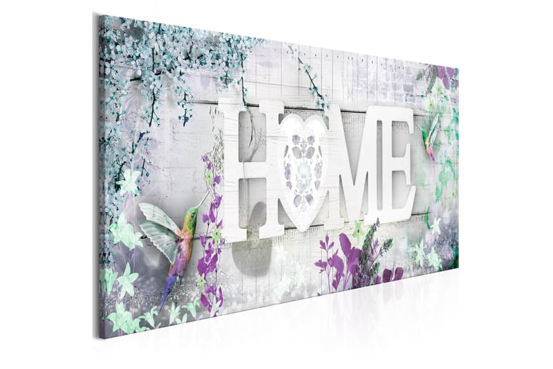 Tavle Home And Hummingbirds (1 Part) Green Narrow 120X40 - Artgeist sp. z o. o. - Innredning - Bilder & kunst - Lerretsbilder