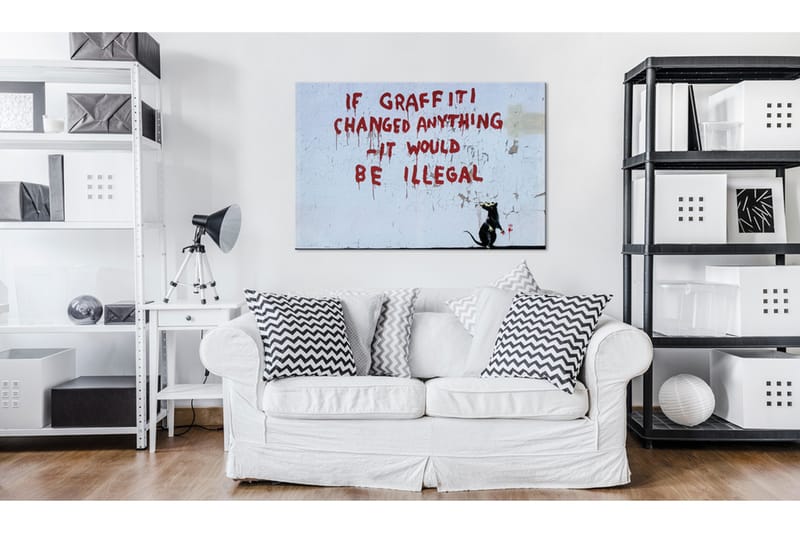 Tavle If Graffiti Changed Anything By Banksy 60X40 - Artgeist sp. z o. o. - Innredning - Bilder & kunst - Lerretsbilder