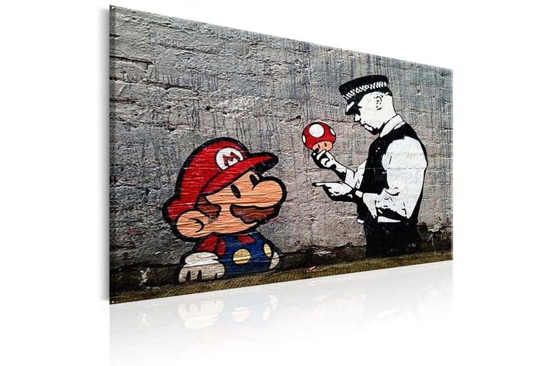 Tavle Mario And Cop By Banksy 120X80 - Artgeist sp. z o. o. - Innredning - Bilder & kunst - Lerretsbilder