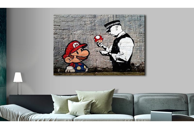 Tavle Mario And Cop By Banksy 120X80 - Artgeist sp. z o. o. - Innredning - Bilder & kunst - Lerretsbilder