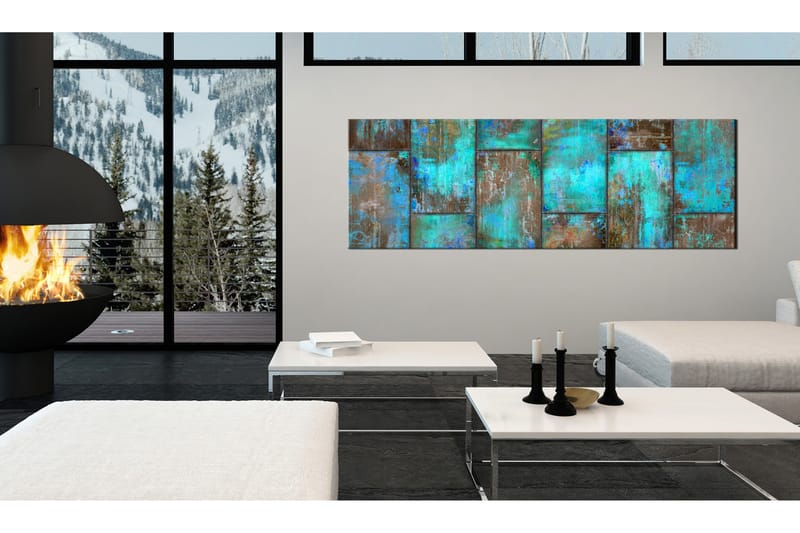 Tavle Metal Mosaic: Blue 135X45 - Artgeist sp. z o. o. - Innredning - Bilder & kunst - Lerretsbilder