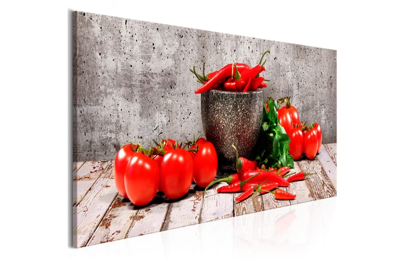 Tavle Red Vegetables (1 Part) Concrete Narrow 135X45 - Artgeist sp. z o. o. - Innredning - Bilder & kunst - Lerretsbilder